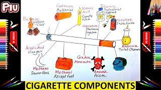 How To Draw Components Of Cigarette Easy | Chemicals In Cigarettes | No Tobacco Smoking Drawing