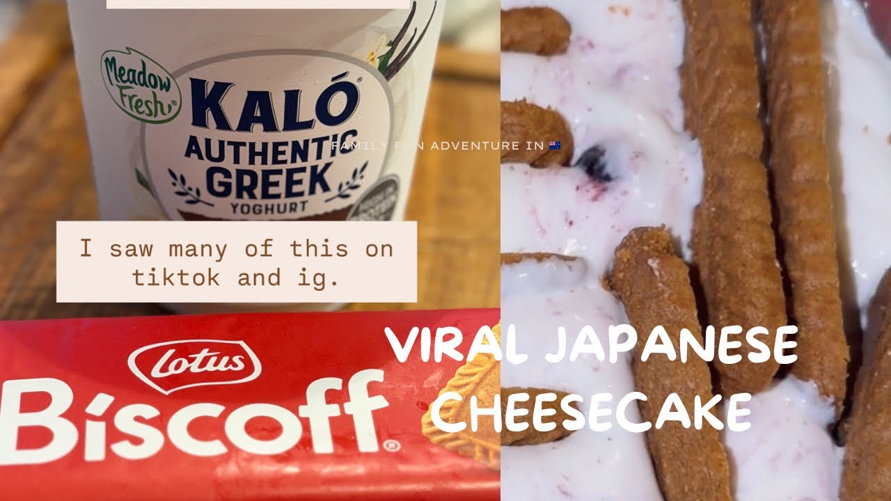 Japanese Cheesecake Viral | Viral Japanese Cheesecake made with Greek yogurt & Biscoff biscuits