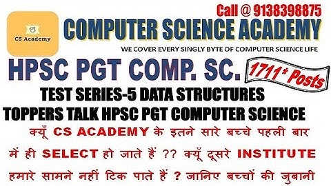 TOPPERS TALK  HARYANA HPSC PGT COMPUTER SCIENCE DATA STRUCTURES SYLLABUS AND TEST NO 5 DISCUSSION