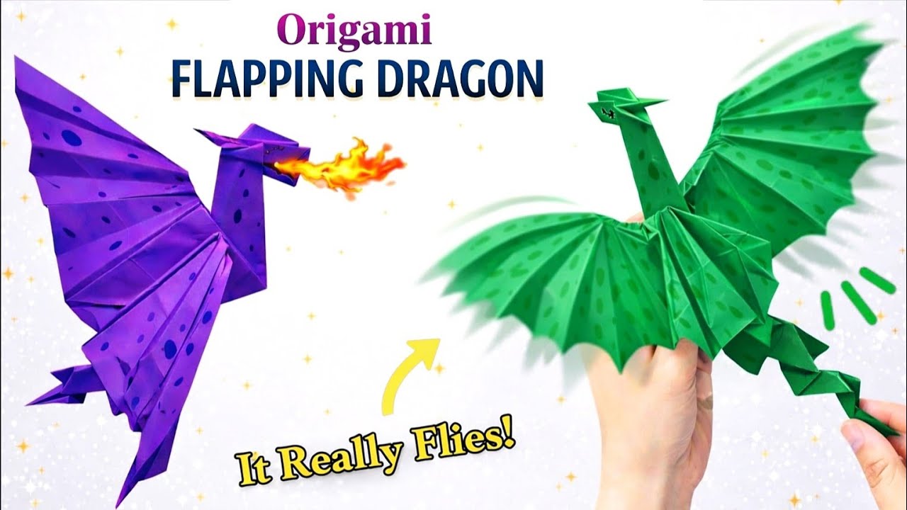 Origami Flapping Paper Dragon|That Flies!🐉|Easy Step-by-Step Tutorial✨|Origami Craft World 