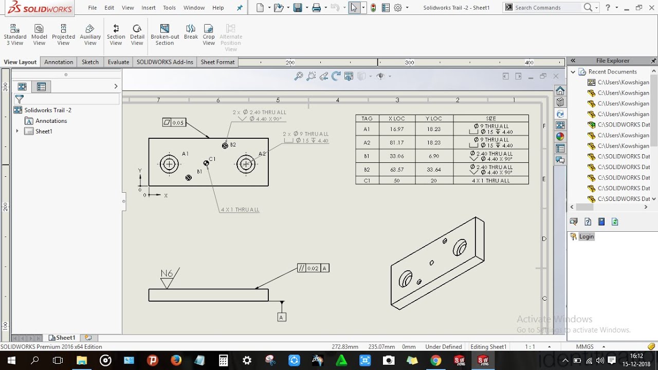 Gdandt Hole Table And Surface Finish In Solidworks Ii Gdandt In Solidworks