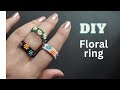 Diy flower ring with beads, peyote beading tutorial