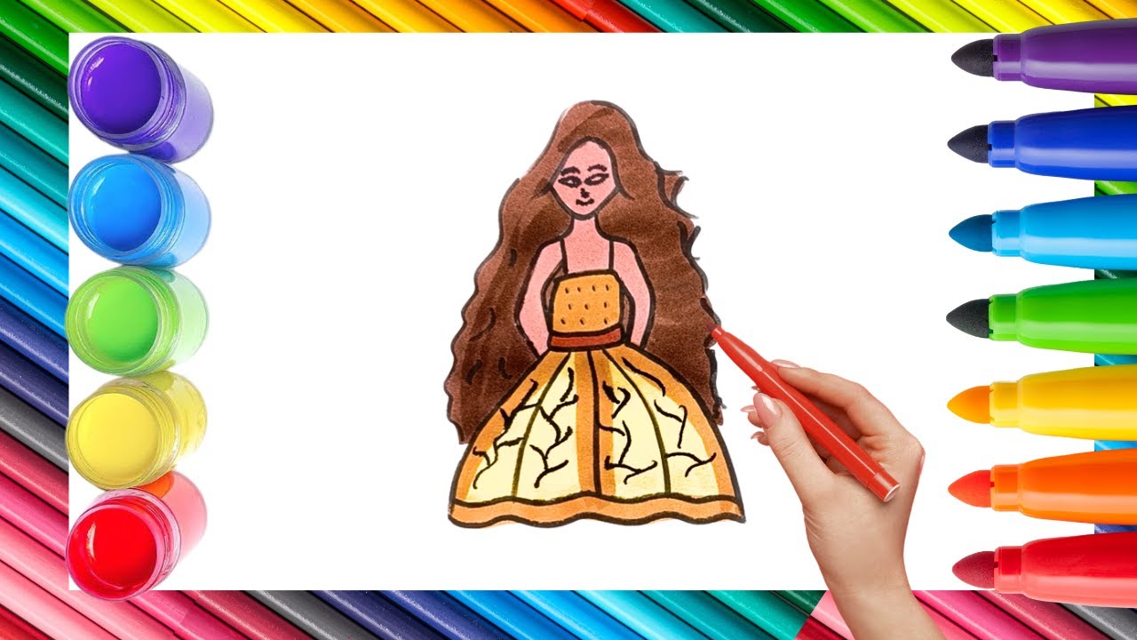 How To Draw cute Elsa Frozen Drawing, Painting & Coloring For Kids and Toddlers_🌈🎨 🐋