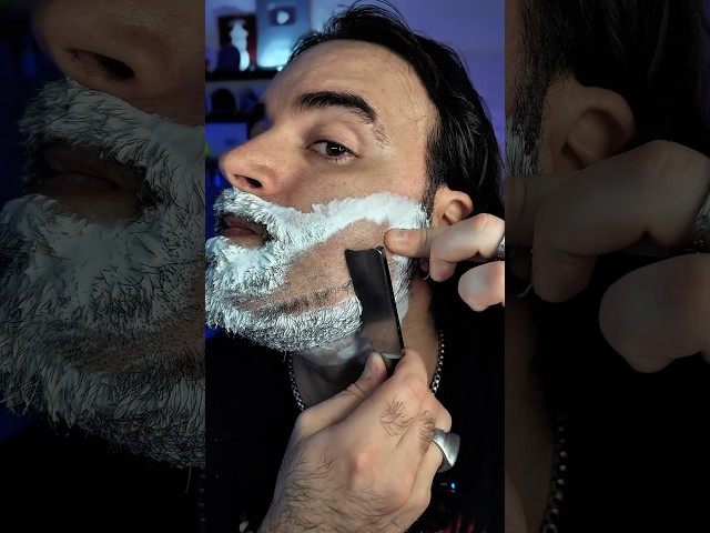 ASMR 🎧WARNING 🚨 EXTREMELY Crunchy Straight Razor Shave 😱1 Month Beard 🪒#lostregonedellabarba