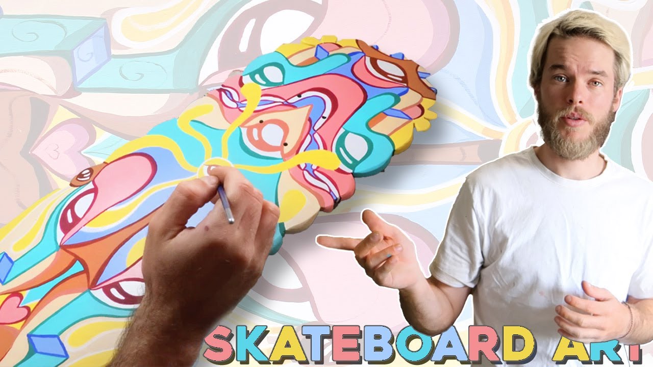 CUSTOM SKATEBOARD ARTWORK | DIY art project made from recycled decks painted in my new art studio!