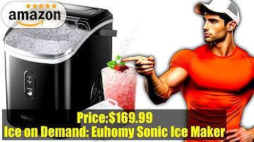 Order EUHOMY Nugget Ice Maker Countertop with Handle, Ready in 6 Mins, 34lbs/24H, Removable Top