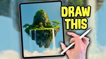 PROCREATE EASY Landscape Drawing Tutorial - Floating Island