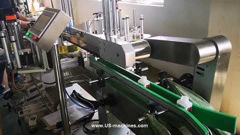 Automatic four sides label bottle labeling machine square bottle 4 sides labeling process video