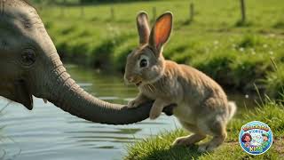 ​Baby Elephant Helps Cute Bunny Cross the River