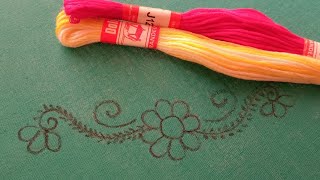 Traditional Nakshi Kantha design for saree, hand embroidery flower border design for dresses