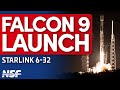 SpaceX Falcon 9 Launches for a Recordbreaking 19th Time | Starlink 6-32