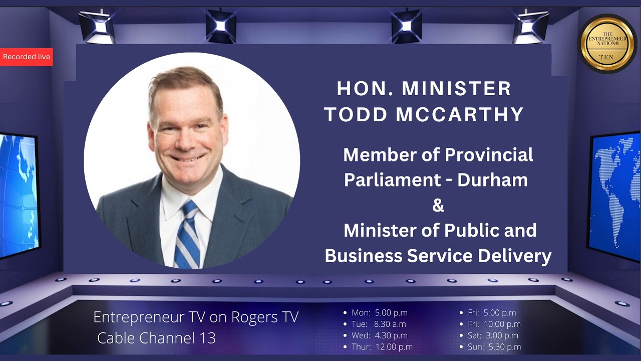 Upcoming interview, Hon. Minister Todd McCarthy - YouTube