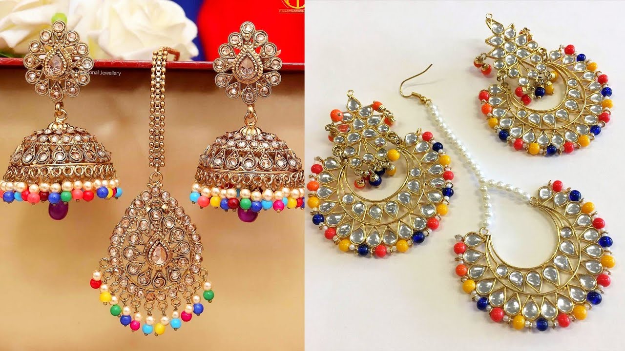 fcity.in - Punjabi Big Maang Tikka Set With Earing Jewellery Set /  Shimmering