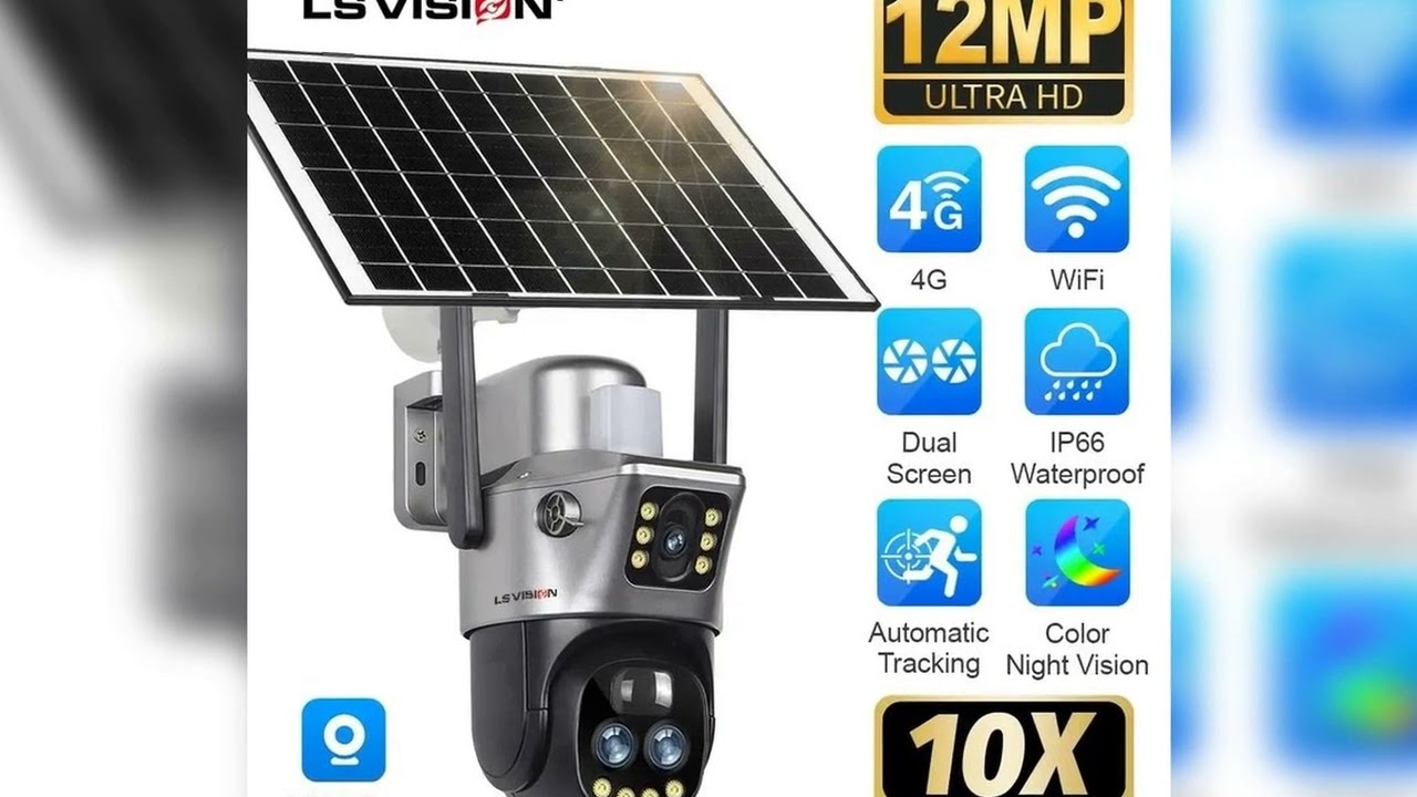 A must-have product! LS VISION 12MP 10X Zoom Dual Screen Solar Camera Outdoor 6K 4G/WiFi PTZ 2-Way