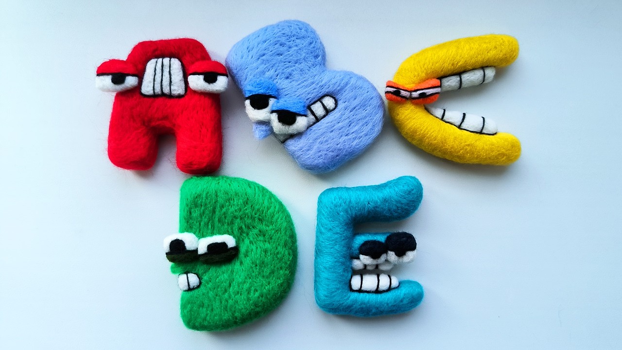Wool English Alphabet Lore A to E Satisfying Needlefelt Art Compilation ...