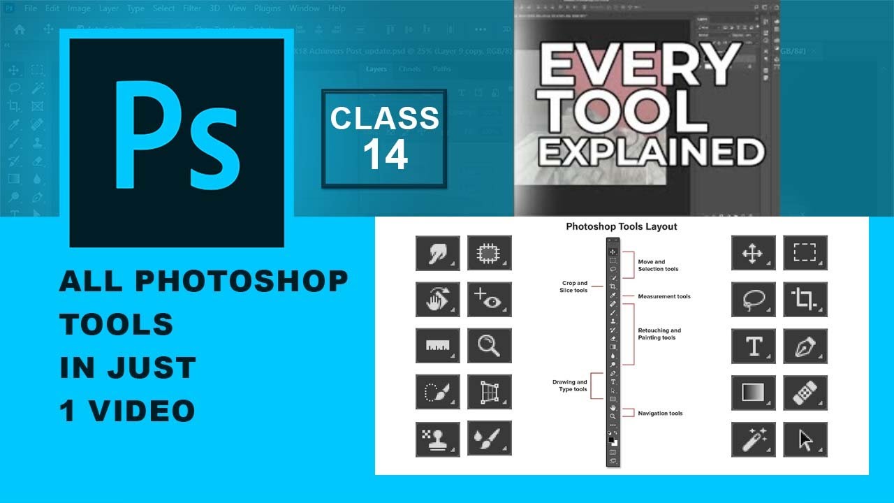 Photoshop all Tool in just 1 Video | Complete Photoshop Tool | Class-14 ...