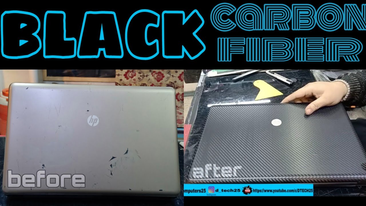 Hp laptop laminate with black carbon fiber