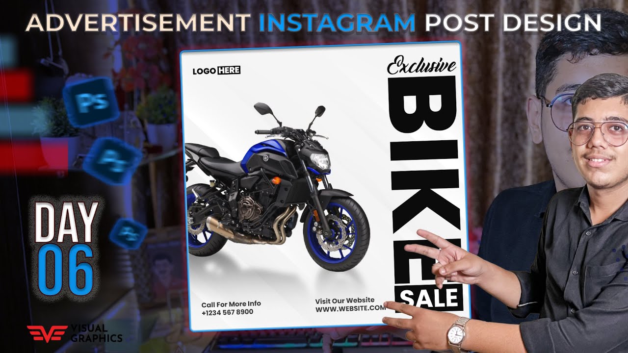 🏍️ Creating a Bold Bike Advertisement Post |  Day 6 of 30 Days of Photoshop Design Challenge !