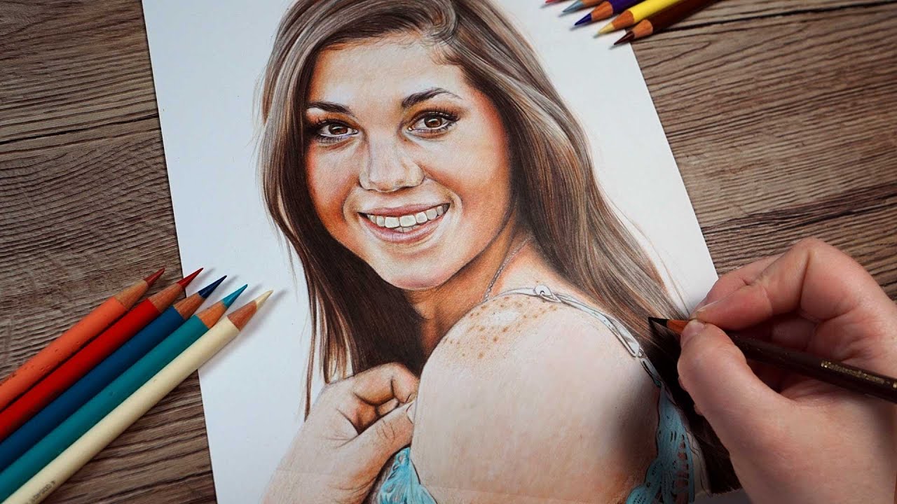realistic portrait realistic color pencil drawing