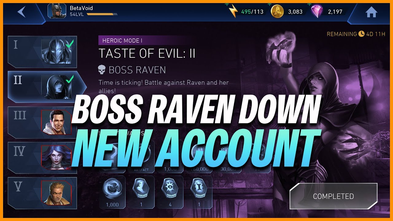 Injustice 2 Mobile | Boss Raven Down | Rewards Taste Of Evil | Heroic 1 Tier 2