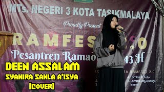 Download Lagu SABYAN GAMBUS - DEEN ASSALAM (LIVE COVER BY SYAHIRA SAHLA A'ISYA) #gambus #religi #ramfest2.0 MP3