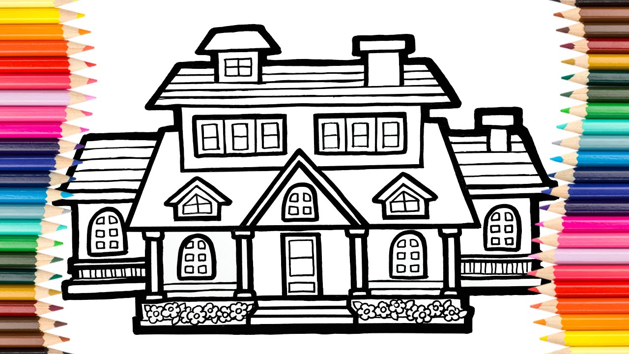 Set Of Houses. How to Draw a House Easy.