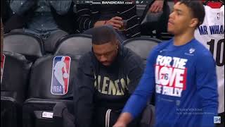 Why is Damian Lillard at a Brooklyn Nets playoff game?