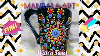Easy Dot Mandala Art On Black Cup