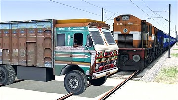 TRAIN AT UNMANNED LEVEL CROSSING STOP BY VEHICLE IN INDIAN TRAIN SIMULATOR INDIAN RAILWAYS