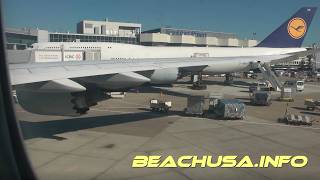 Lufthansa LH457 Boeing 747-8 from Los Angeles landing in Frankfurt