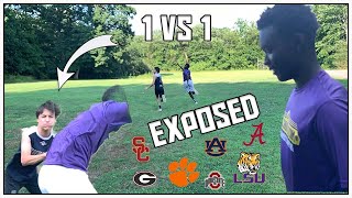 HE ALMOST FOUGHT THIS TRASH TALKING D1 FOOTBALL PLAYER.. (DB VS WR 1ON1'S)