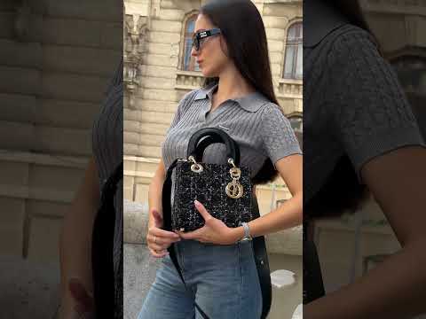 Сумка жіноча Small Lady Bag Black Tweed/White Cannage Motif, видео 3