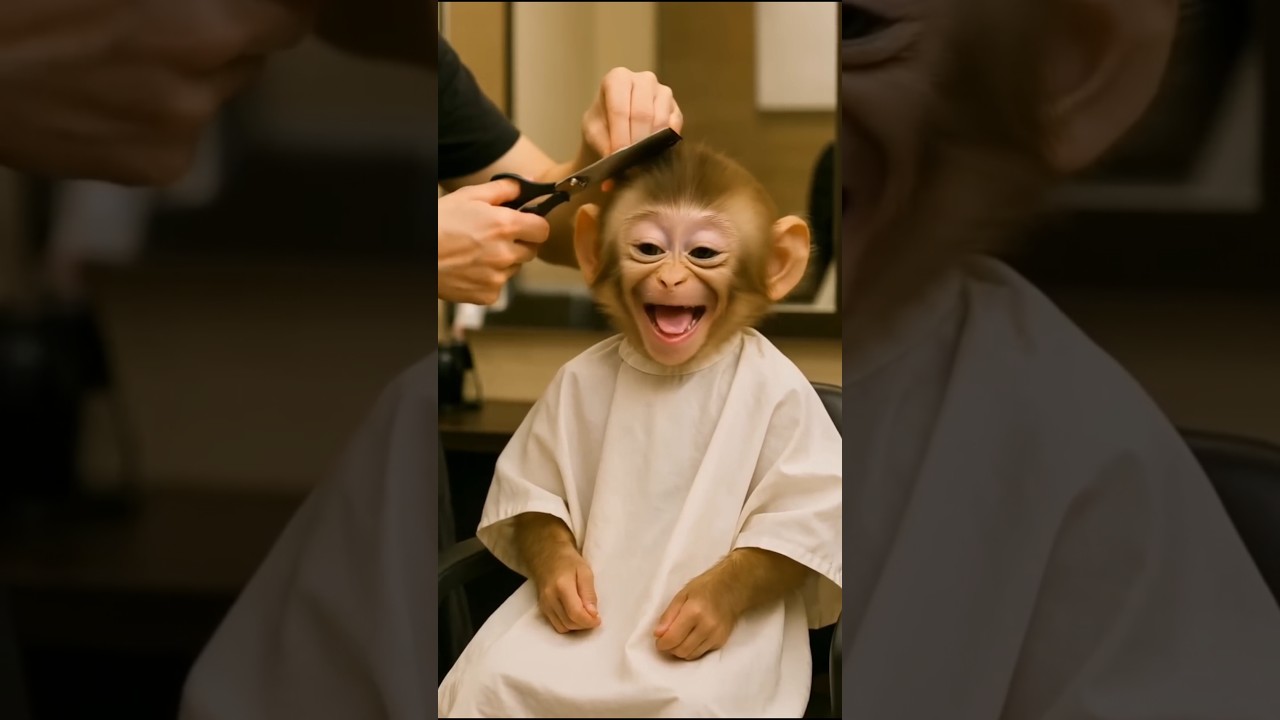 monkey hair cutting 
