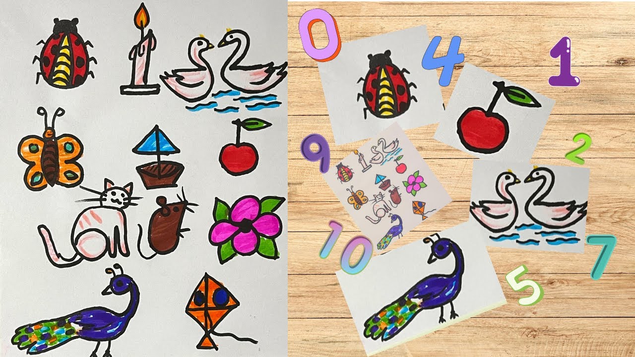 How to draw pictures using Numbers 110 Easy drawing Drawing for