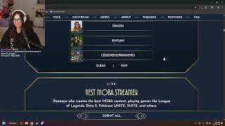 Valkyrae votes for Best Roleplay Streamer of the Year 2025.
