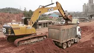 Jcb Excavator Machine Working In Digging Operation.