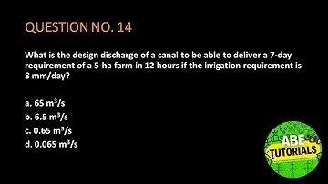 What is the design discharge of a canal to be able to deliver a 7-day requirement of a 5-ha farm in