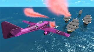 Beamng drive - Destroying Pirate Ships With Airplanes #2