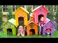 Настя и папа строят домики для собак / Nastya and papa makes playhouses for toys