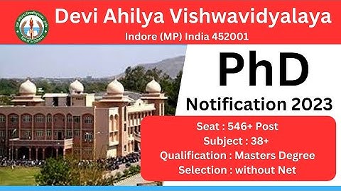 PhD Notification 2023 | PhD admission DAVV 2023 || PhD Entrance Syllabus, Eligibility,fees