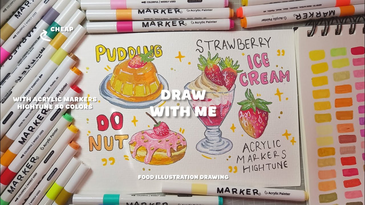 draw with me - with acrylic markers hightune | food illustration ...