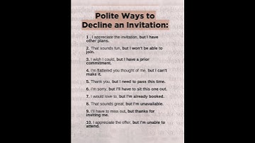 Polite ways to decline an Invitation