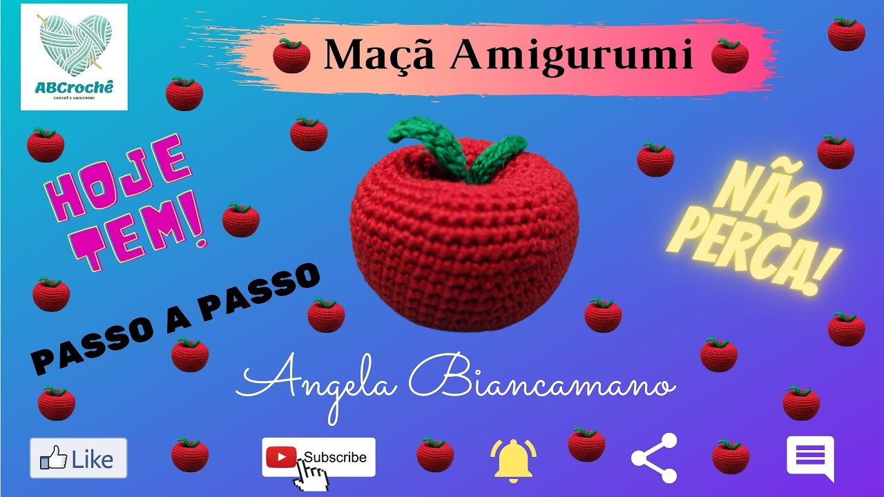 ✅🍎Maçã Croche Amigurumi Passo a Passo Simples Rápido e Fácil 🍎💖