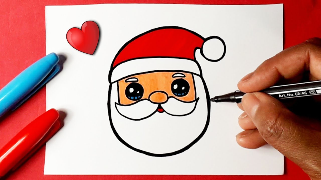 Desenho de Papai Noel, Como Desenhar, Kawaii, Pintura, Dia de