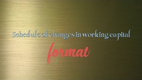 Schedule of changes in working capital format explain in Tamil