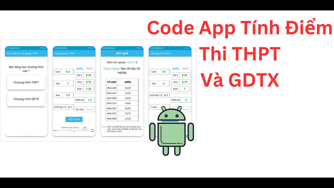 Miễn phí Code ứng dụng tính điểm thi tốt nghiệp THPT bằng ngôn ngữ lập ...