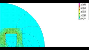 Electromagnetic relay simulation with FEMM (1/4th of the geometry is simulated)