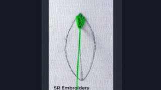 💚basic hand embroidery tutorial fly stitch🌿leaf design easy embroidery for beginners💚 #shorts