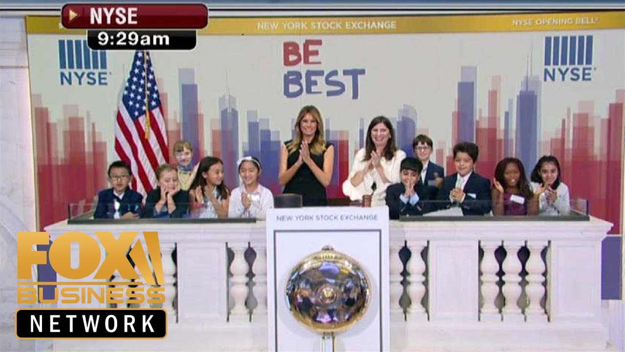First Lady Melania Trump rings the opening bell at the NYSE