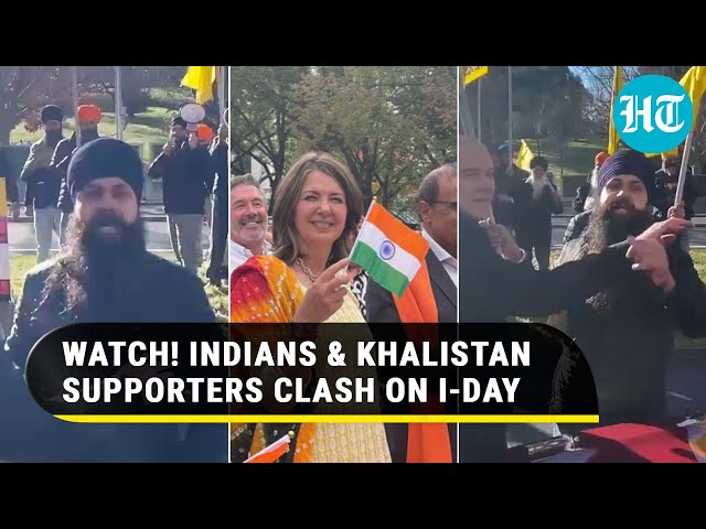 Khalistan Supporters Clash With Indians, Disrupt I-Day Event In Australia;  Tricolour Burnt In Canada - YouTube
